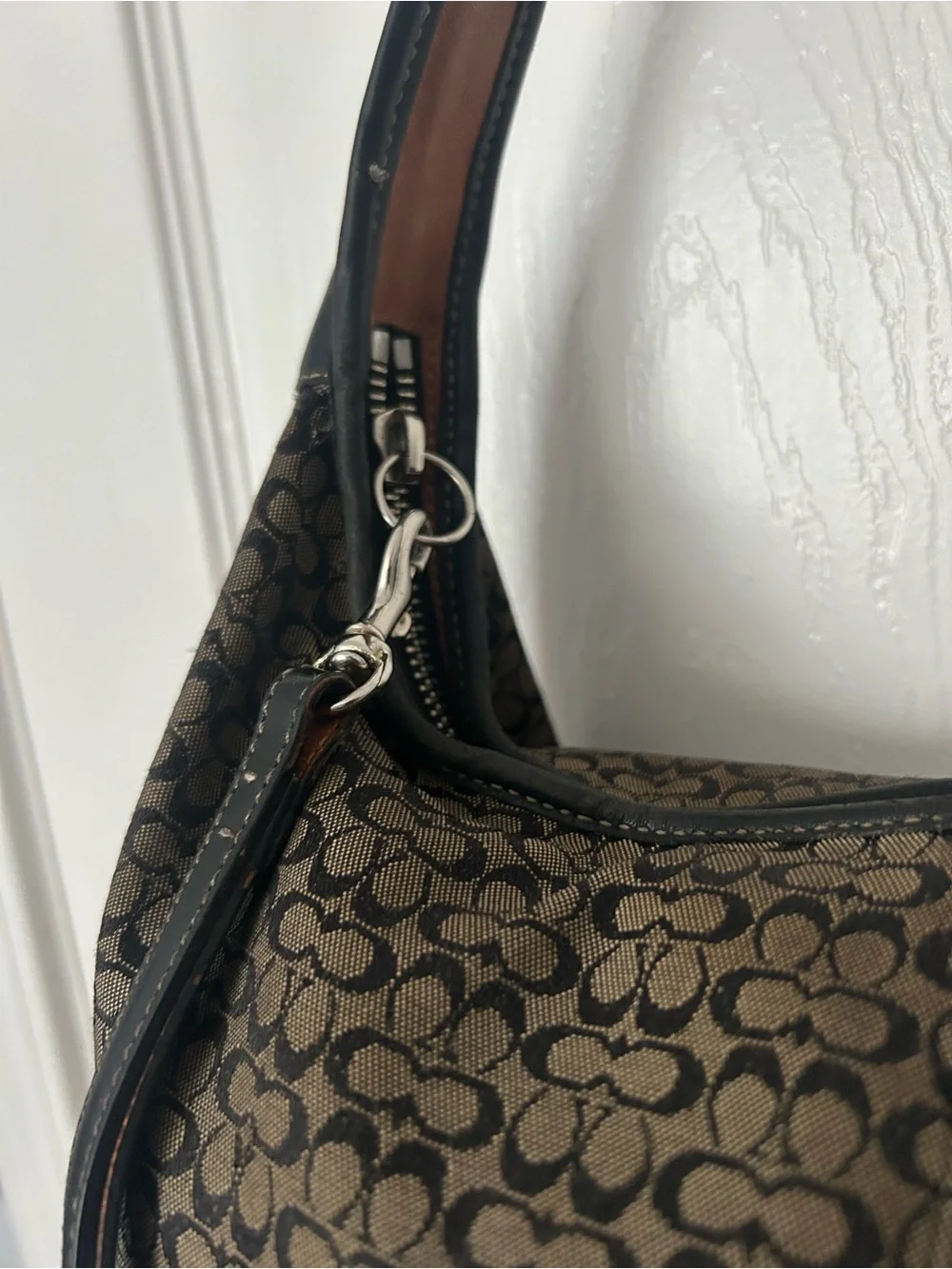 Coach Signature Brown and Black Hobo Bag